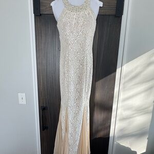 Cache Elegant Cream Lace Gown